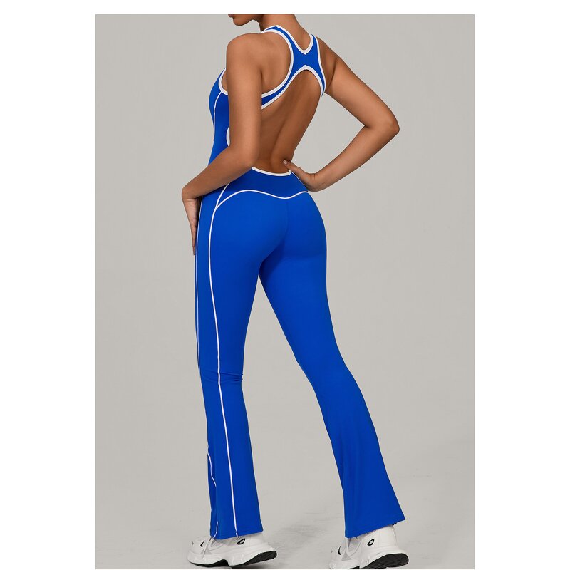 Yoga Bodysuit Manufacturer - 5 Colors Beauty Back Sleeveless Hollow Out Flare