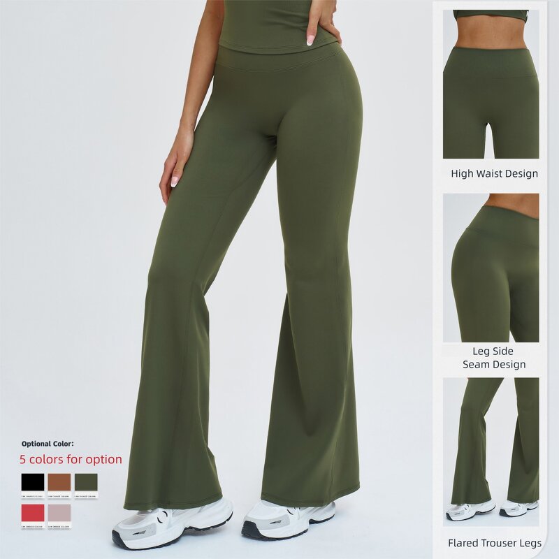 Yoga Pants Manufacturer - High Waist Flare Trouser Legs with Seam Design