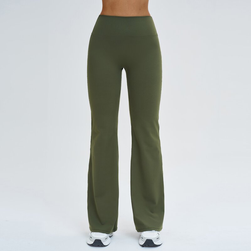 Yoga Pants Manufacturer - High Waist Flare Trouser Legs with Seam Design
