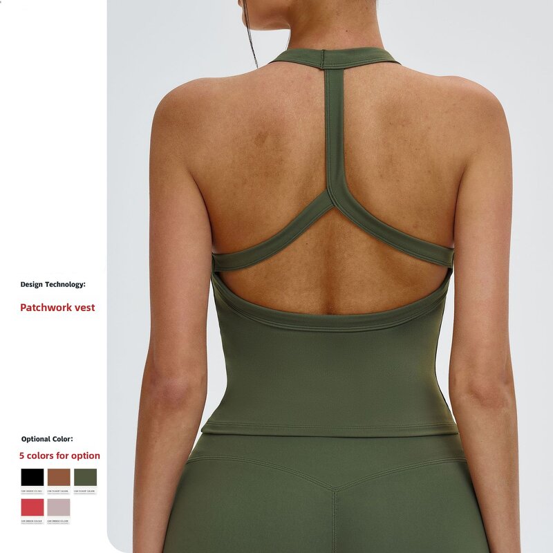 Yoga Top Manufacturer - Breathable Solid Color High Stretch Y-Shaped Hollow Back