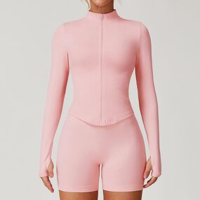 Workout Jacket Manufacturer - Women's Quick Dry Lightweight Zip Up Cropped Slim Fit