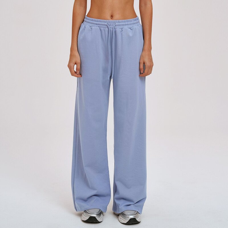 Sweatpants Manufacturer - Solid Color Low-Waist Loose Fit with Drawstring Pockets