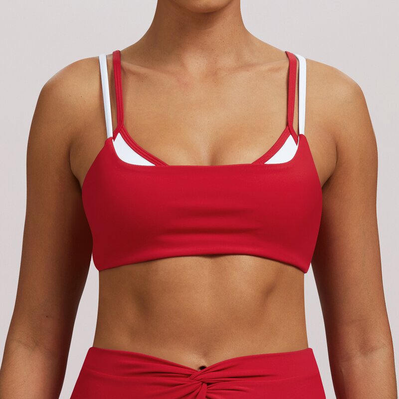 Yoga Bra Manufacturer - New Padded Color-Block Backless Double-Strap