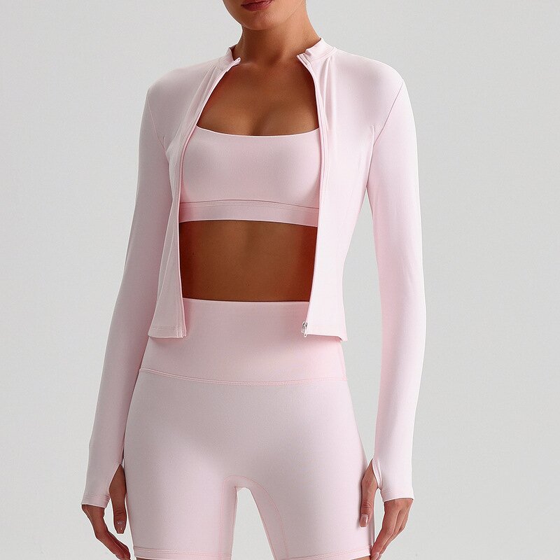 Yoga Jackets Manufacturer - Women Multicolored Athletic Zipper Tight with Pockets