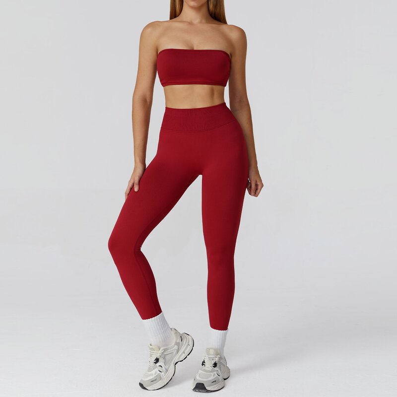 Yoga Bra Set Manufacturer - Woman One-Piece Strapless 2 Piece Set