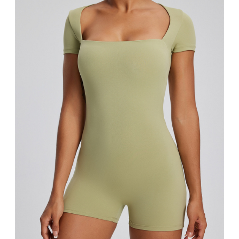 Bodysuit Manufacturer - Ladies One Piece Tummy Control Short Sleeve Jumpsuit Shorts