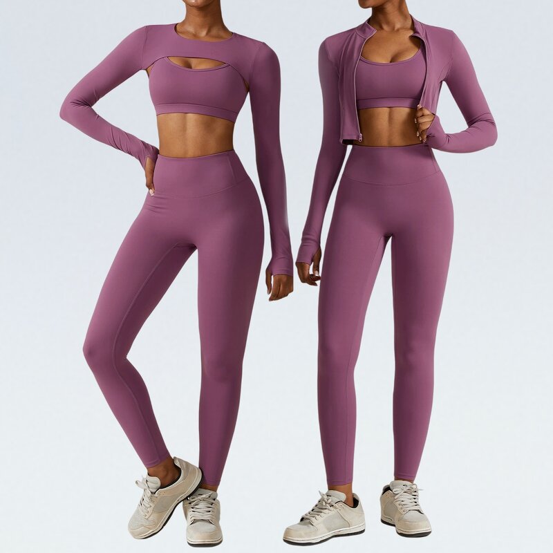 Yoga Sets Manufacturer - Wholesale 5 Pieces with Leggings Bra & Shawl Jacket