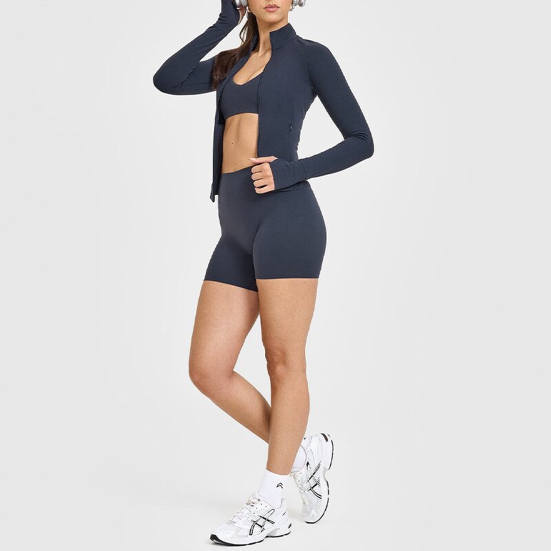 Running Jacket Manufacturer - Women's Full Zip with Zipper Pockets & Thumb Holes