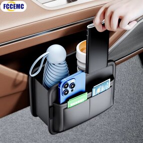 Car Storage Box Manufacturer - PU Leather Door Multi-pocket Seat Back Trash Can