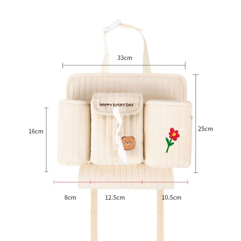 Backseat Organizer Manufacturer - Cute Bear Car Tissue Holder Clear Phone Pocket