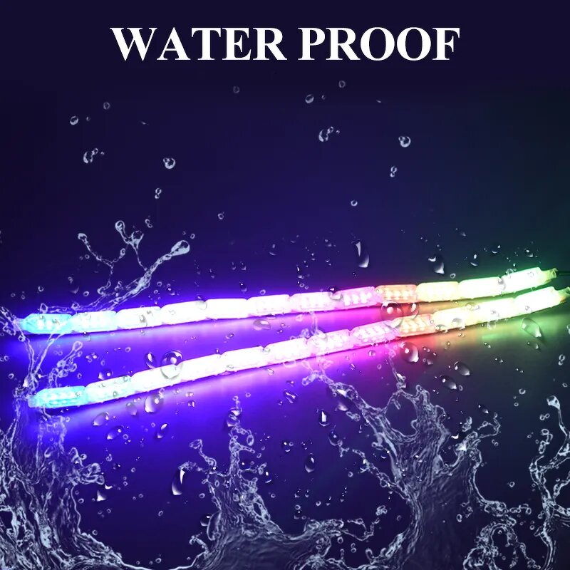 DRL Strip Manufacturer - 2pcs RGB LED 12V Waterproof Flowing Yellow Car Headlight