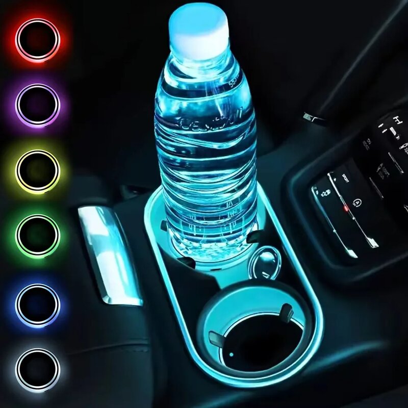Cup Holder Light Manufacturer - 7 Color LED USB Charging Anti Slip Car Coaster Pad