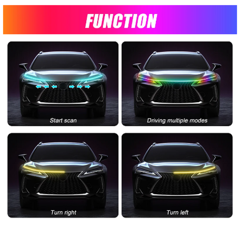 Car Hood Light Manufacturer - RGB LED APP Remote 12V DRL Turn Signal Ambient