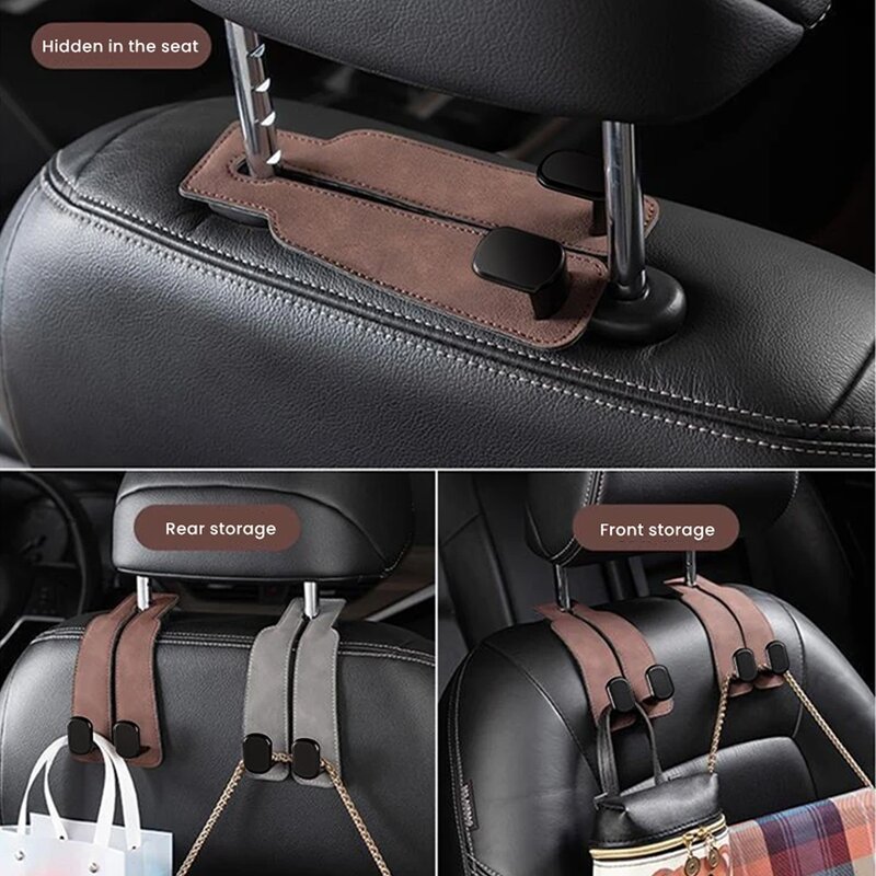 Headrest Hook Manufacturer - 2-in-1 Soft Leather ABS Wallet Pouch Car Organizer