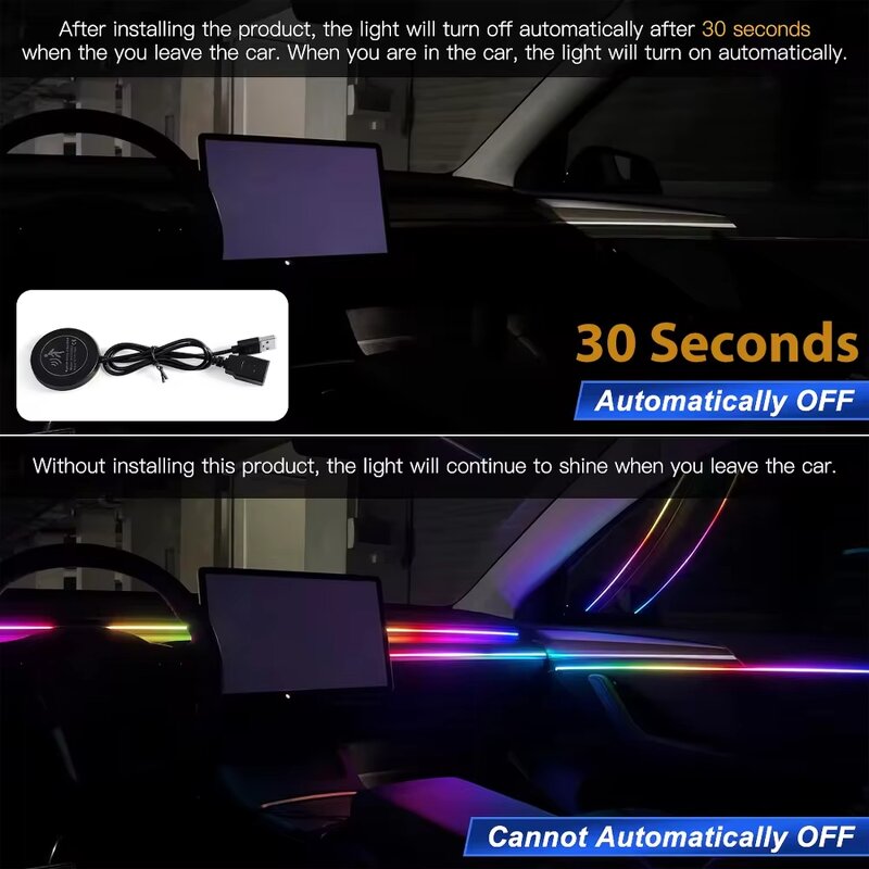 Ambient Light Strip Manufacturer - 110cm USB for Tesla Model 3 Y S X 30s Auto OFF