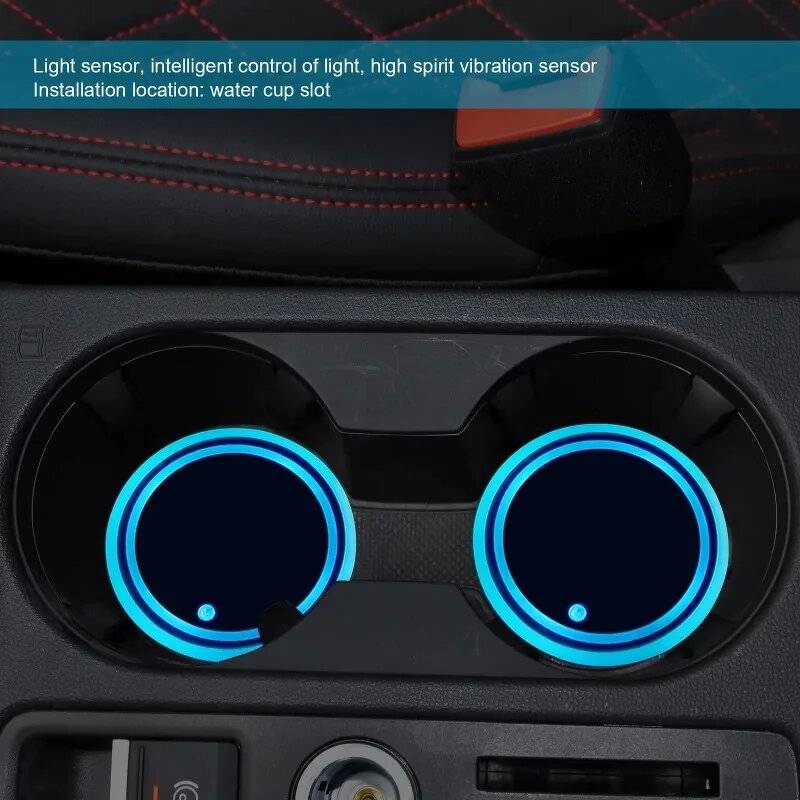 Cup Holder Light Manufacturer - 7 Color LED USB Charging Anti Slip Car Coaster Pad