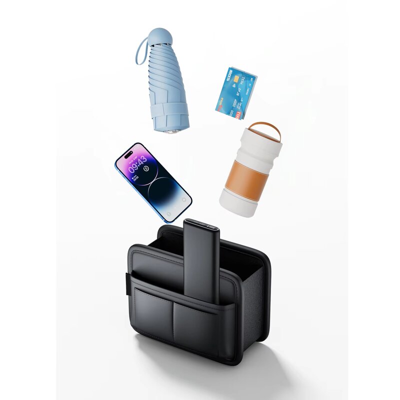 Car Storage Box Manufacturer - PU Leather Door Multi-pocket Seat Back Trash Can