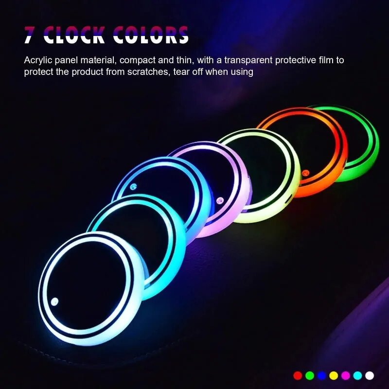 Cup Holder Light Manufacturer - 7 Color LED USB Charging Anti Slip Car Coaster Pad