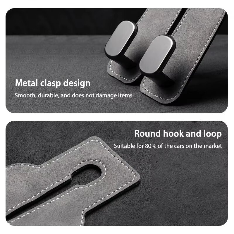 Car Headrest Hook Manufacturer - 2 in 1 Suede Alloy Dual Hook Rear Seat Storage