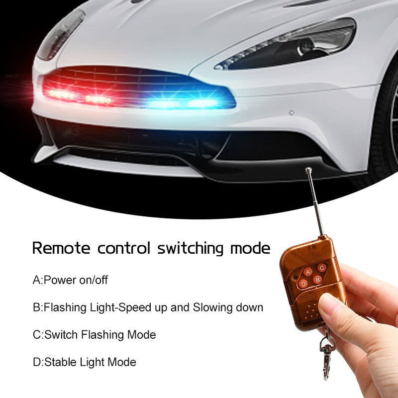 Strobe Warning Light Manufacturer - 12V Red Blue LED Car Wireless Remote Control