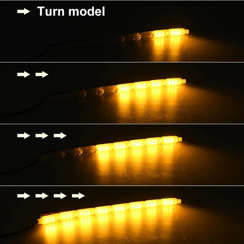 DRL Strip Manufacturer - 2pcs RGB LED 12V Waterproof Flowing Yellow Car Headlight