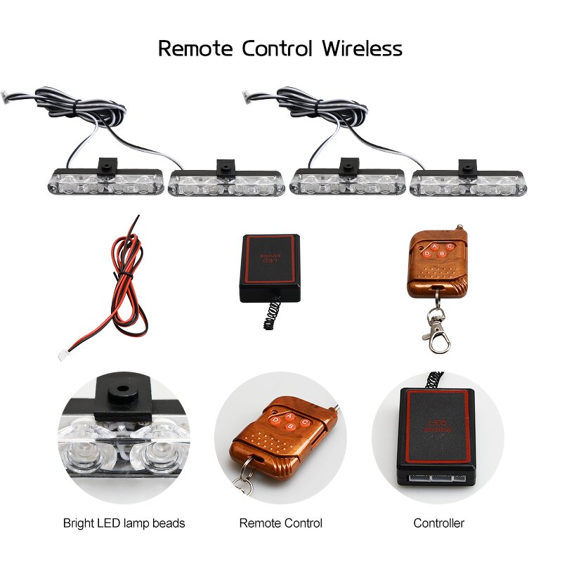 Strobe Warning Light Manufacturer - 12V Red Blue LED Car Wireless Remote Control