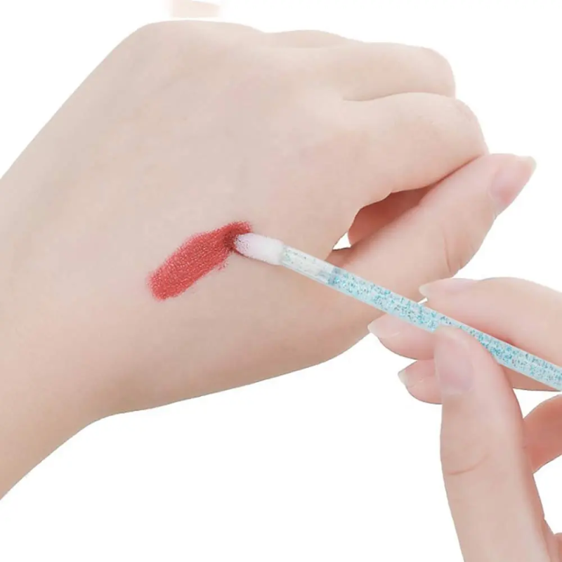 Plastic Lip Brushes Manufacturer - OEM Colorful Flocking Applicator 50pcs/Bag