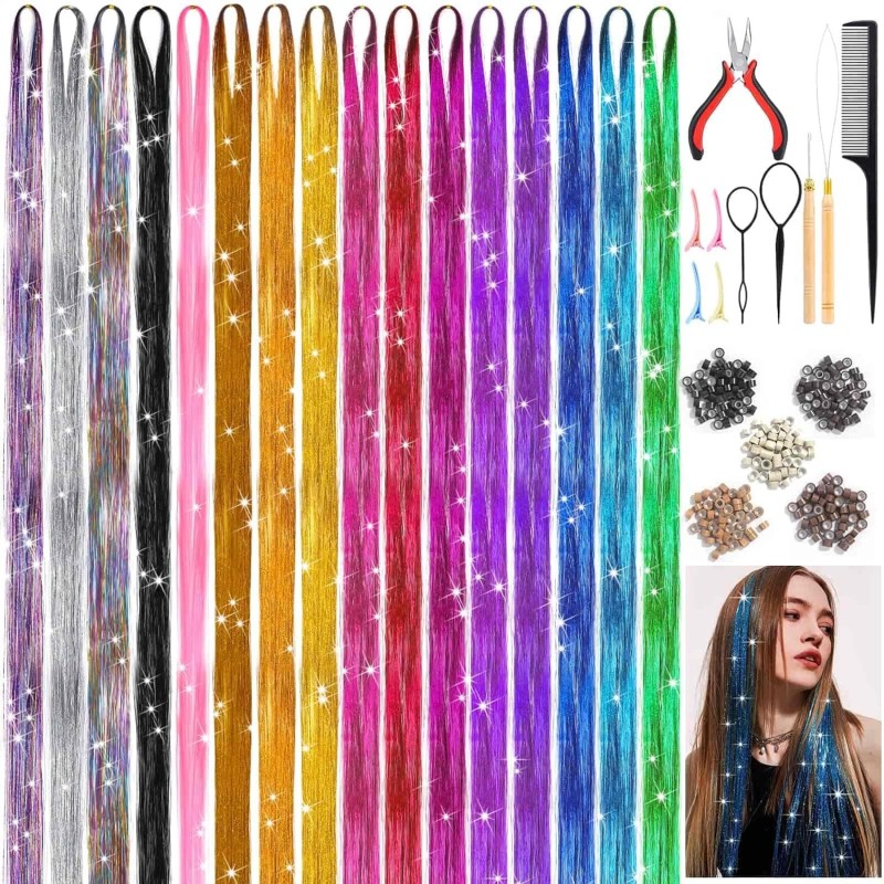Hair Tinsel Supplier - OEM Sparkling Heat-Resistant Glitter Extensions