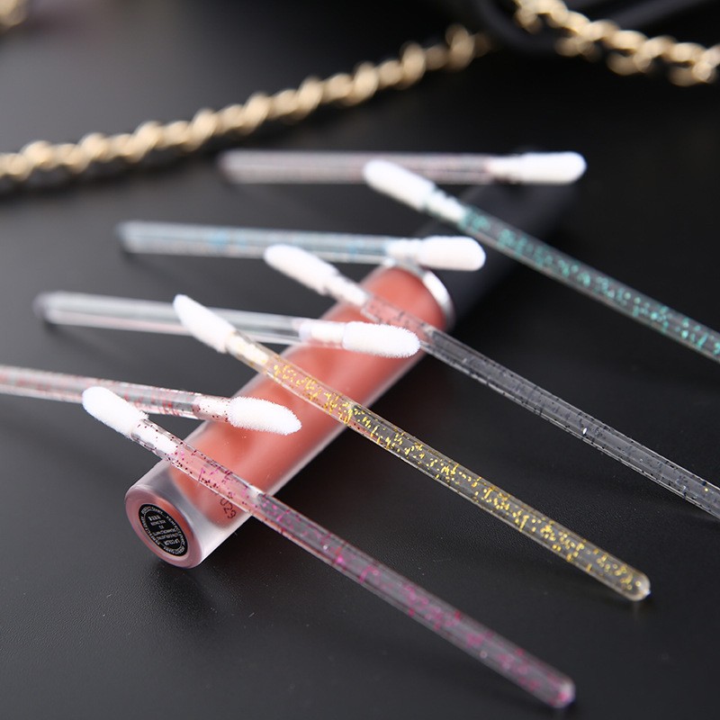 Plastic Lip Brushes Manufacturer - OEM Colorful Flocking Applicator 50pcs/Bag