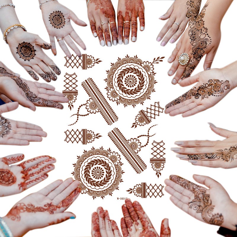 Henna Tattoo Sticker Manufacturer - OEM Indian Style Lace Pattern Temporary Tattoo