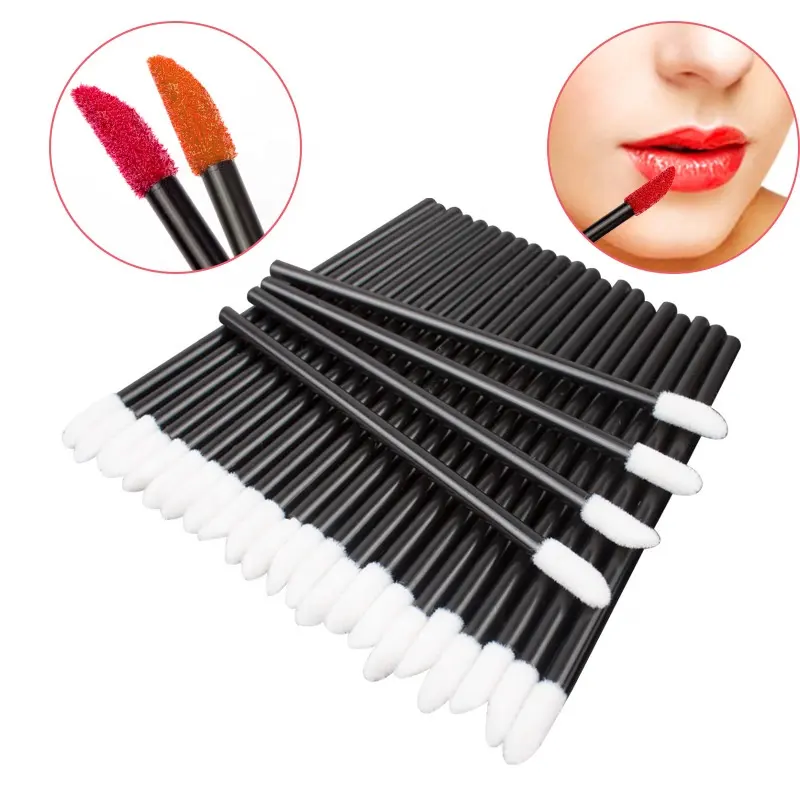 Disposable Lip Brushes Supplier - OEM 50pcs/bag Hollow Handle Lip Eye Brush
