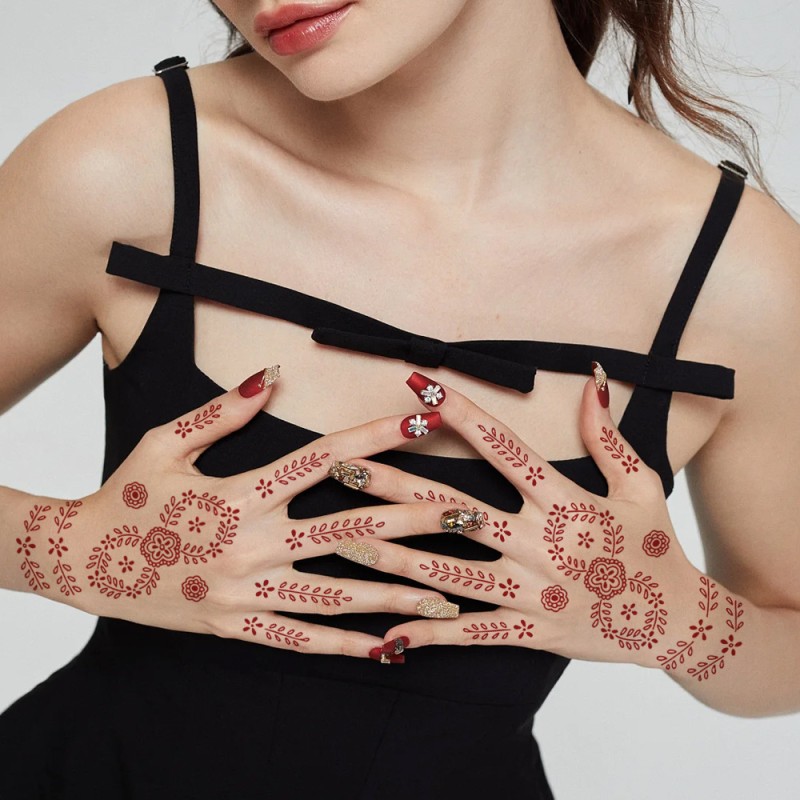 Waterproof Henna Tattoo Factory - OEM Flower Instant Hand Tattoo Wedding Party