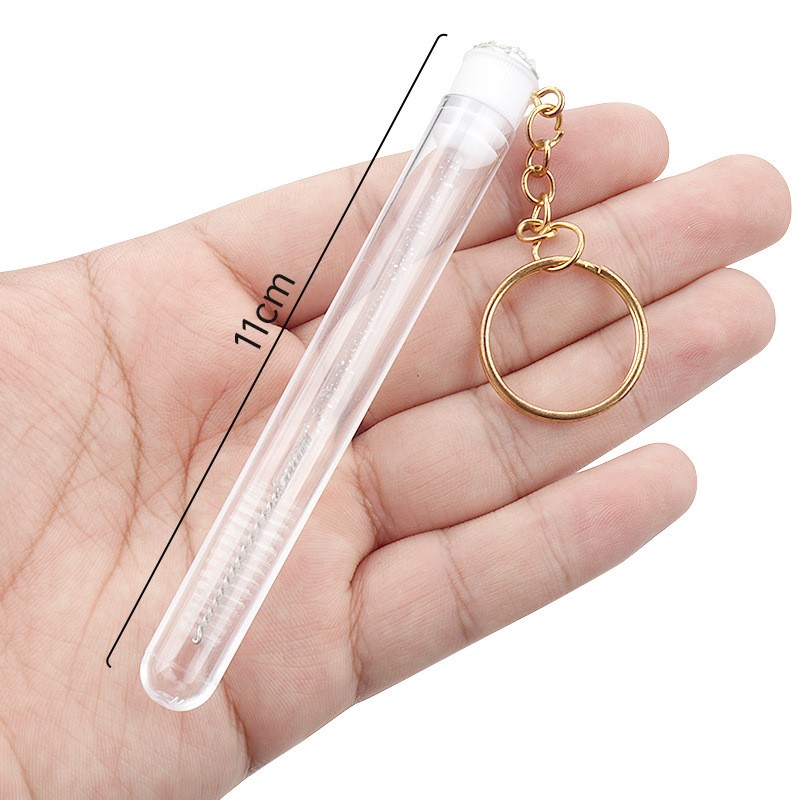 Lash Extension Brush Supplier - OEM Diamond Crystal Peach Keychain Brush
