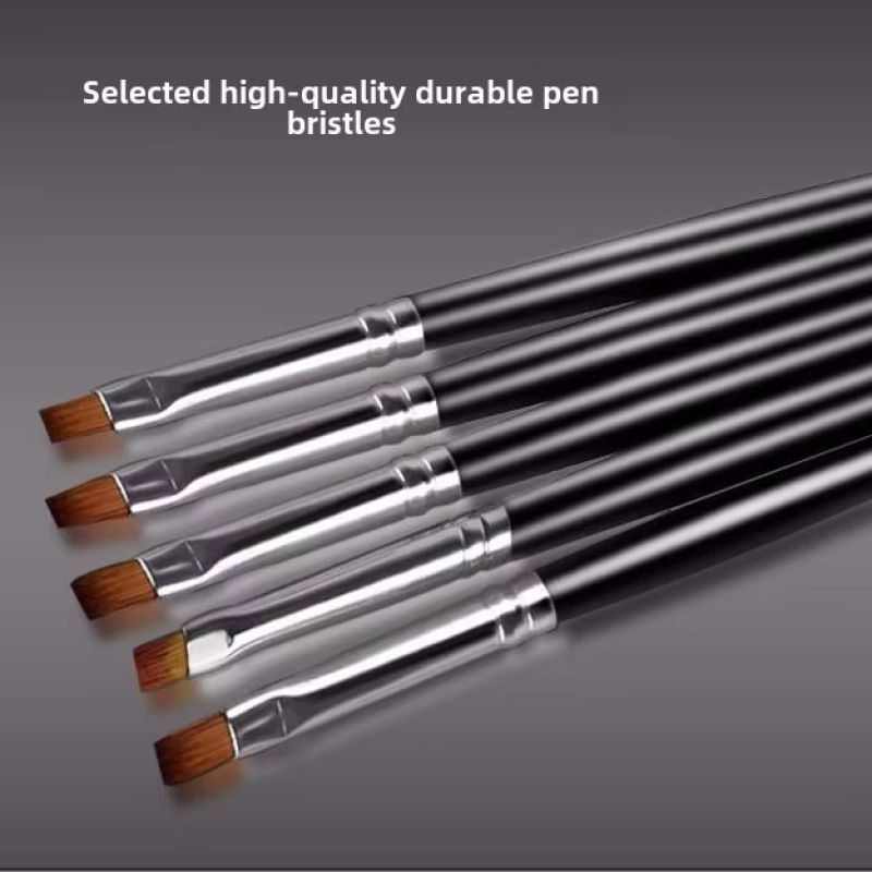 Nail Art Pen Supplier - OEM 5PCS UV Gel Salon Flat Brush Dotting Tool