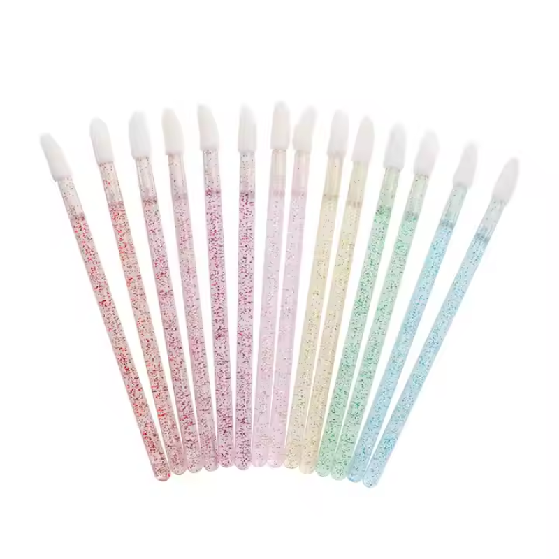 Plastic Lip Brushes Manufacturer - OEM Colorful Flocking Applicator 50pcs/Bag