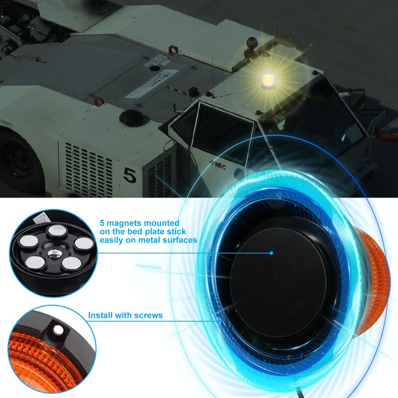 Beacon Light Manufacturer - Revolution Led Amber 12 or 24 Volt Emergency Warning Strobe with Magnetic 16LED