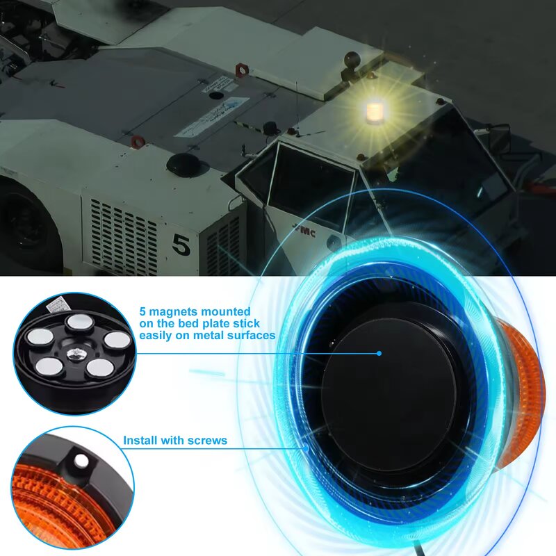 Beacon Light Manufacturer - Revolution Led Amber 12 or 24 Volt Emergency Warning Strobe with Magnetic 16LED