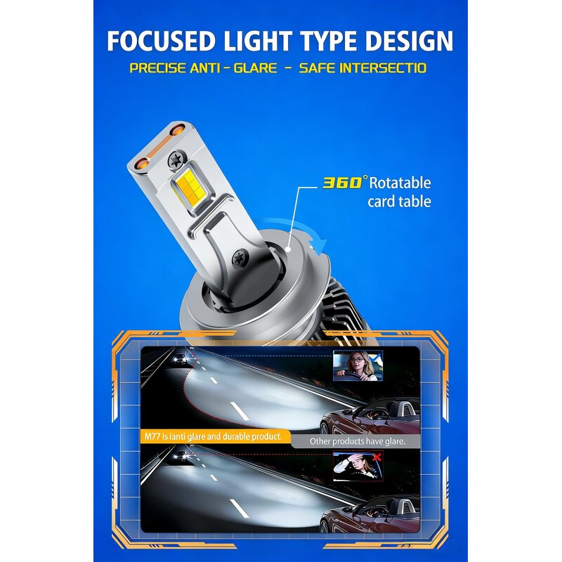 LED Headlight Manufacturer - 300W 50000LM Smart App Control Ai Tri Color Temperature H1 H11 H4 H7