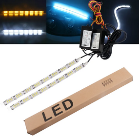 LED Strip Light Manufacturer - 12V Crystal DRL White Amber Switchback Headlight Flexible
