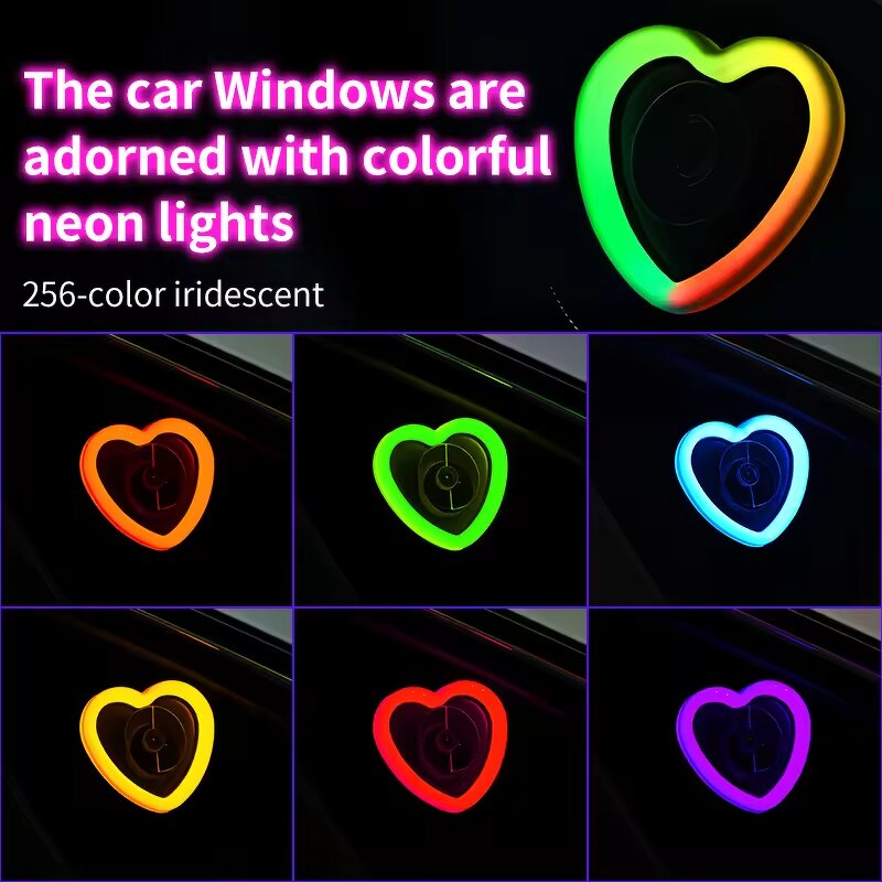 Car Ambient Light Manufacturer - Heart-Shaped USB Triangle Window LED Rear Windshield Decoration
