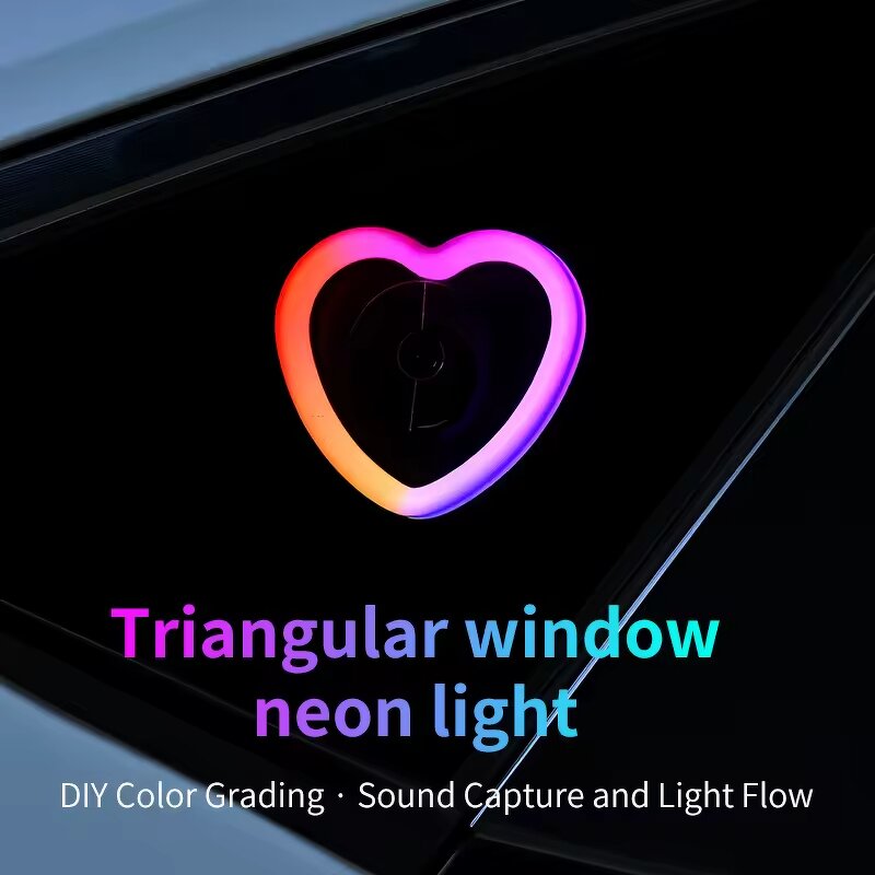 Car Ambient Light Manufacturer - Heart-Shaped USB Triangle Window LED Rear Windshield Decoration