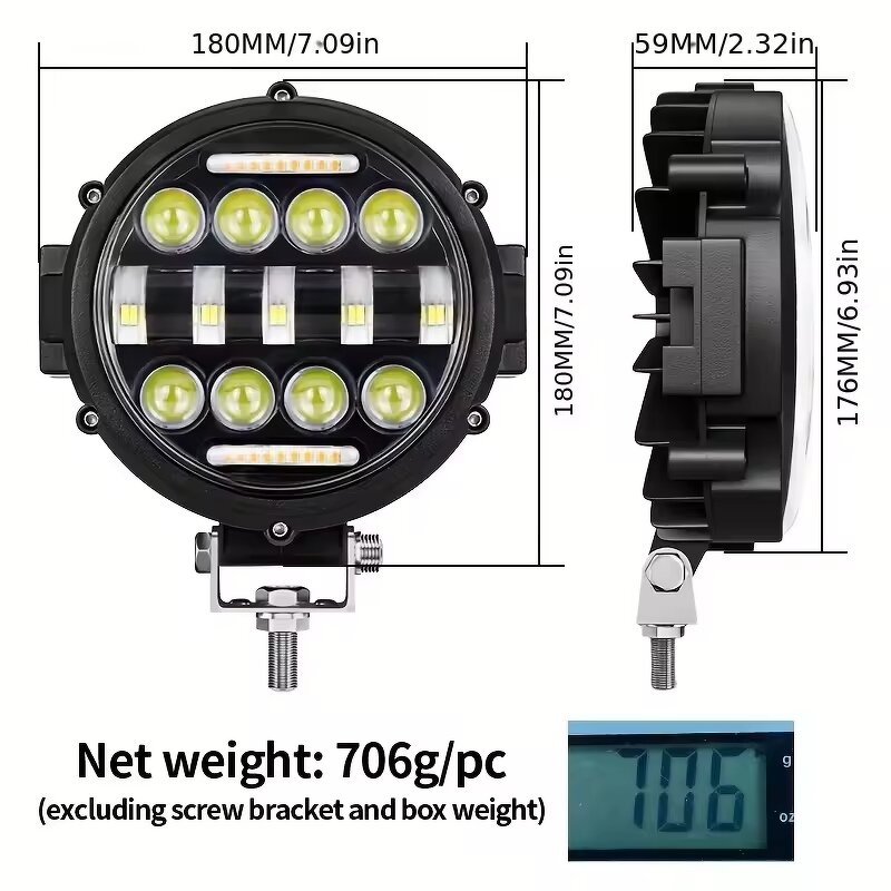 Work Light Manufacturer - 7 Inch 69W LED 6000K Spot Flood Driving for Trucks Boats Jeeps ATV Offroad