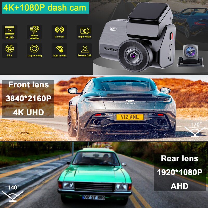Dash Cam Manufacturer - HD Dual Lens 4K+2K Front and Rear with GPS Wifi 1-Year Warranty