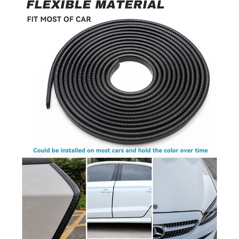 Door Edge Guard Manufacturer - For Most Car Black 16.4Ft(5M) No Glue Rubber U Shape Auto Trim Protector