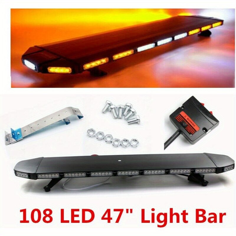 Strobe Light Bar Manufacturer - 12-24V Full Size Roof Top LED Security Amber White Emergency Flashing for Trucks