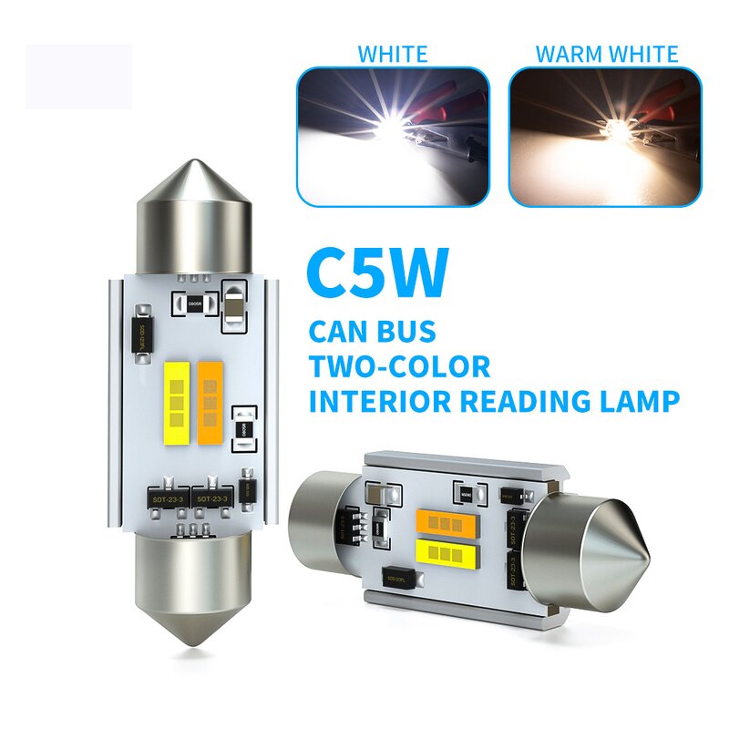 LED Bulb Manufacturer - New 6000K 12V SMD Festoon C5W C10W 2 Color Interior 31mm 36mm 39mm 41mm