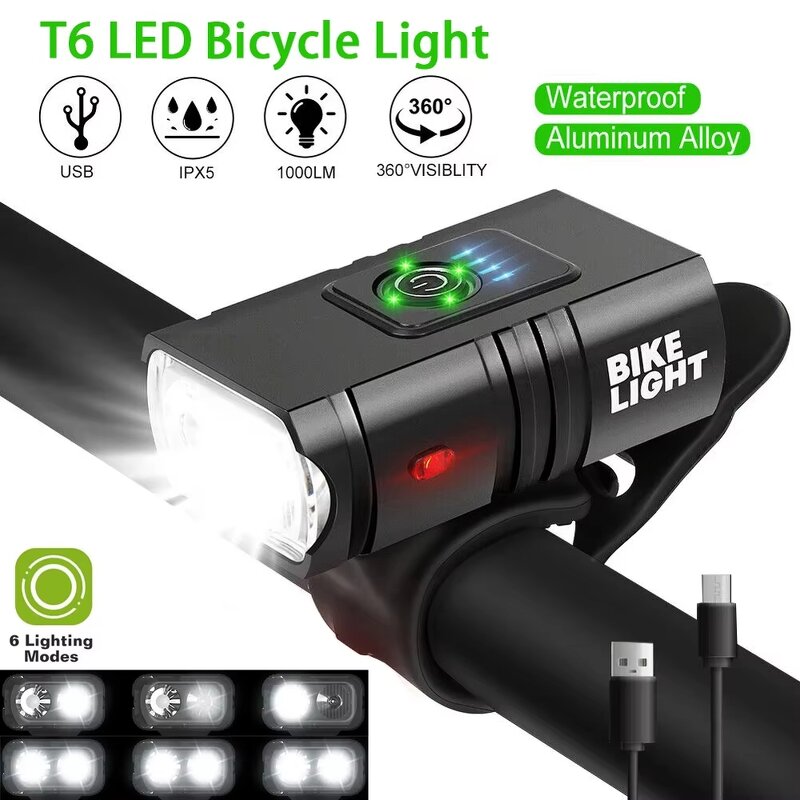 Bicycle Light Manufacturer - LED Front 10W 6 Modes USB Rechargeable Mountain Road Waterproof Cycling