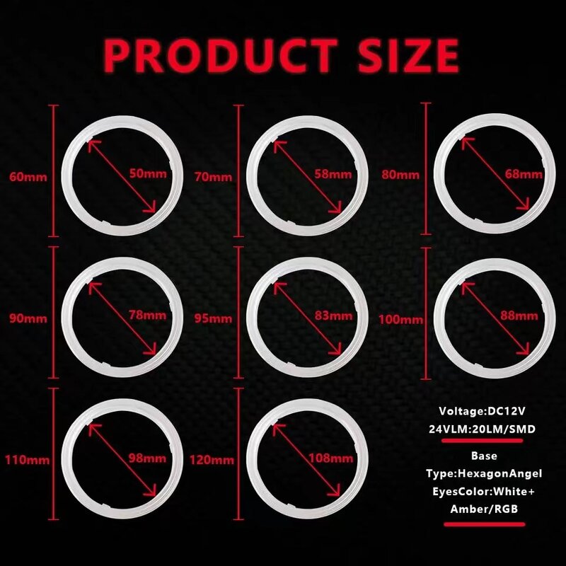 Angel Eye Manufacturer - Halo Ring RGB Mobile Phone App Remote Control 12V COB LED Cotton Daylight Headlight Fog