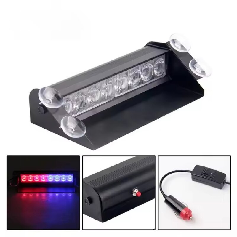 Warning Light Manufacturer - New 8 LED Windshield Dash Emergency Flashing Red Blue Yellow 12V Strobe