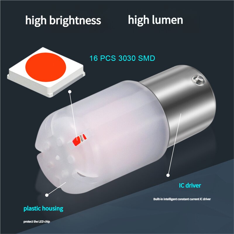 LED Bulbs Manufacturer - 3030 18SMD 1156 P21W BA15S 1157 BAY15D P21/5W No Error Brake Turn Signal